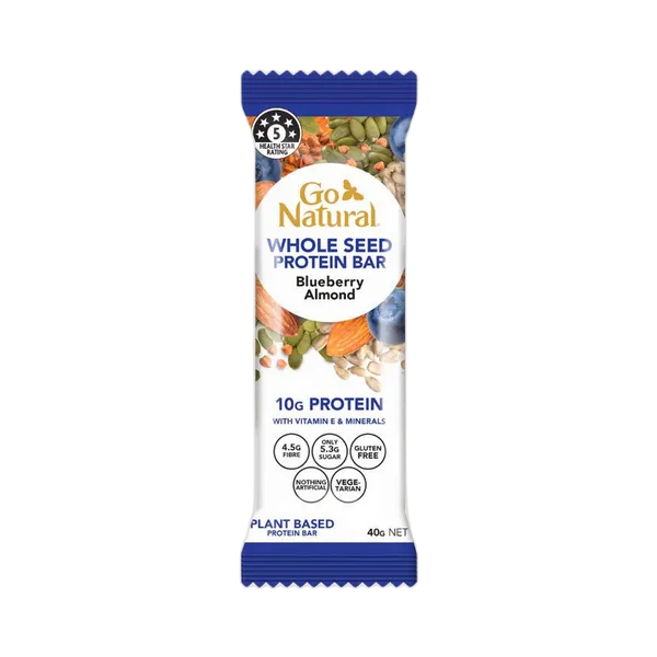 Go Natural Gf Whole Seed Blueberry Almond Protein Bar 40g