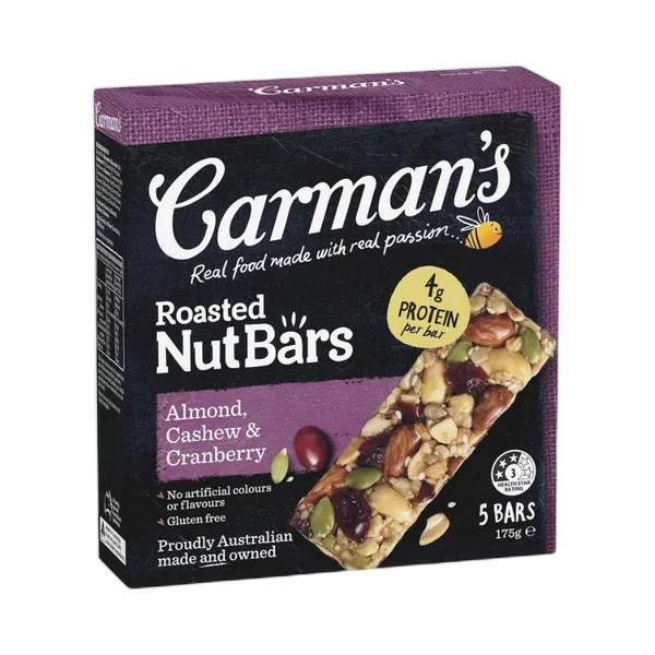 Carman’s Gf Roasted Nutbar Almond Cashew & Cranberry 5 Bars (5x35g) 175g