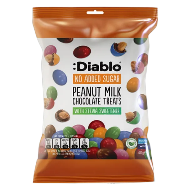 Diablo Nas Peanut Milk Chocolate Treats With Stevia 40g #Chk-040-Pmc-P24
