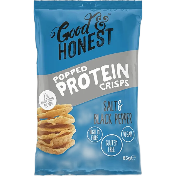 Good & Honest Gf Popped Protein Crisps Salt & Black Pepper 85g