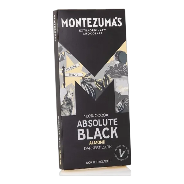Montezuma'S A/Black Almond Dark Choc (100% Cocoa) 90g