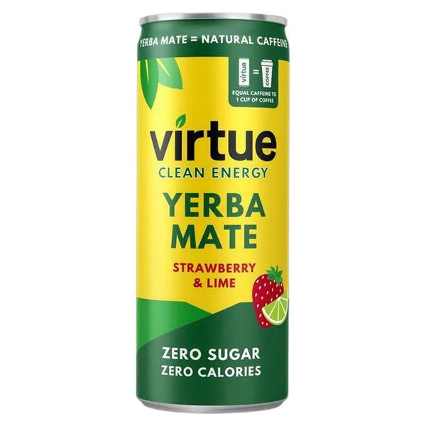 Virtue Clean Energy Drink Yerba Mate Peach & R/Berry Sf Zero Calories 250ml