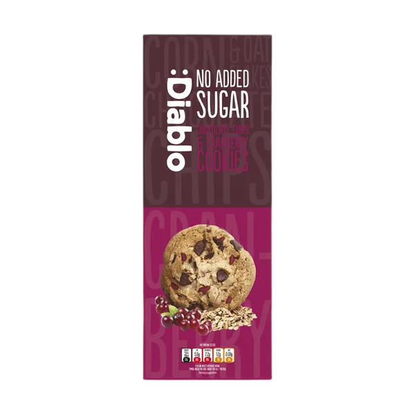 Diablo No Added Sugar Chocolate Chip & Cranberry Cookies 135g