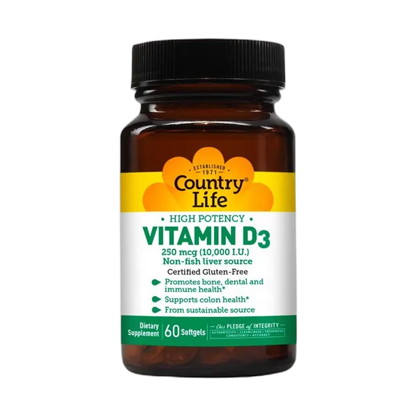 Country Life Vitamin D3 250mcg (10,000 I.U) 60’S