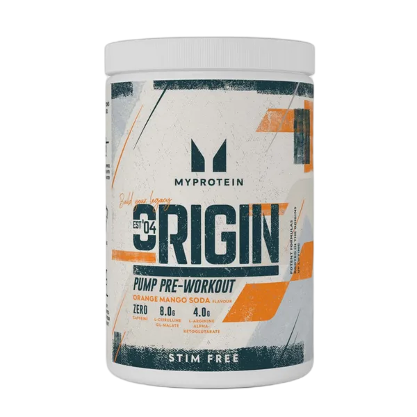 My Protein Origin Pump Pre-Workout Stim Free Orange Mango Soda Flavor 600g