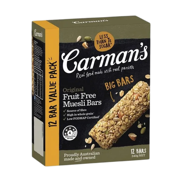 Carman'S Original Fruit Free Muesli Bars (12x45g) 540g