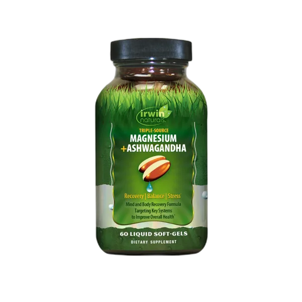 Irwin Naturals Triple-Source Magnesium+Ashwagandha 60 Liq. Sftgls