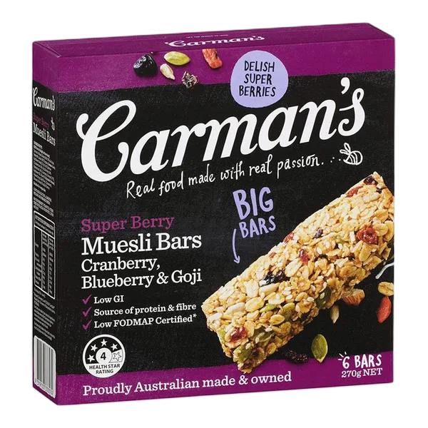 Carman’S Sberry,Cberry,Bberry & Goji Muesli Bars 6x45g 270g