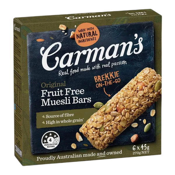 Carman'S Original Fruit Free Muesli Bars (6x45g) 270g