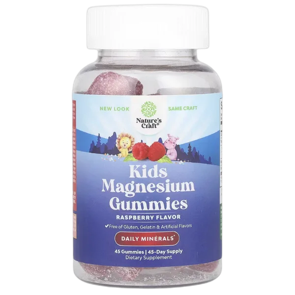 Nature’s Craft Kids Magnesium Raspberry Flavor Gummies 45’s