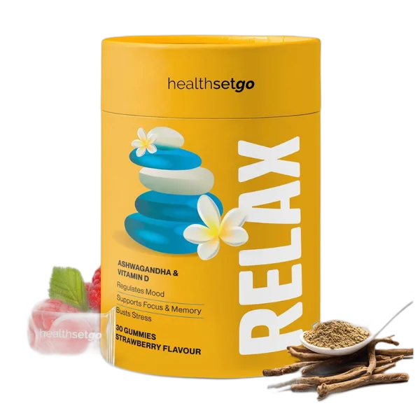 Health Set Go Relax Ashwagandha & Vitamin D2 Berry Gummies 30’s