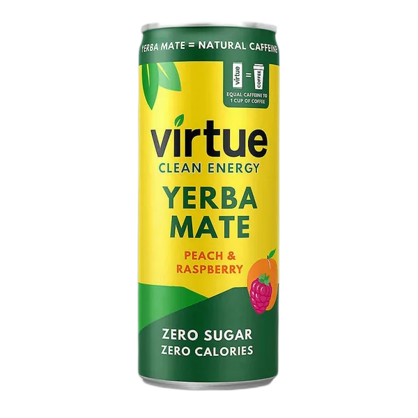 Virtue Clean Energy Drink Yerba Mate S/Berry & Lime Sf Zero Calories 250ml