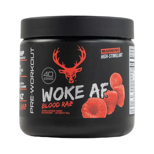 Bucked Up Woke Af Pre-Workout Blood Raz Red R/Berry (40svs) 260g