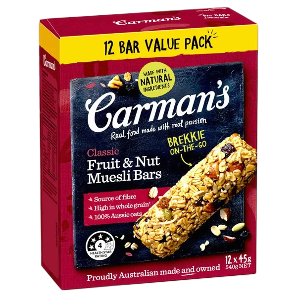 Carman'S Classic Fruit & Nut Muesli Bars (12x45g) 540g