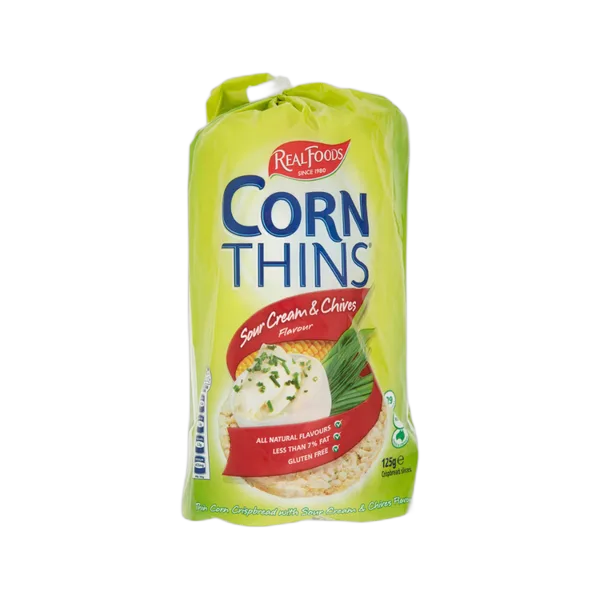 Realfoods Gf Sour Cream & Chives Corn Thins 125g