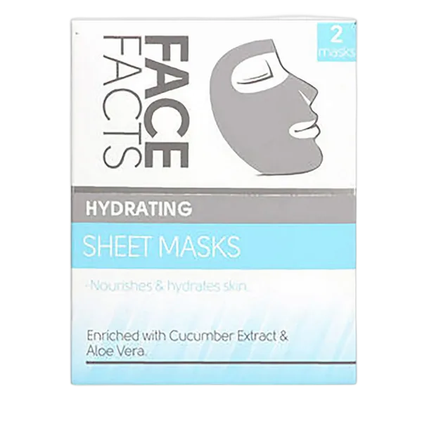 Qst Face Facts Hydrating Sheet Masks Cucumber Extract & Aloe Vera  2s