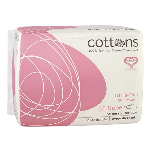 Cottons 100% Natural Ultra-Thin Pads Super 12'S#09104