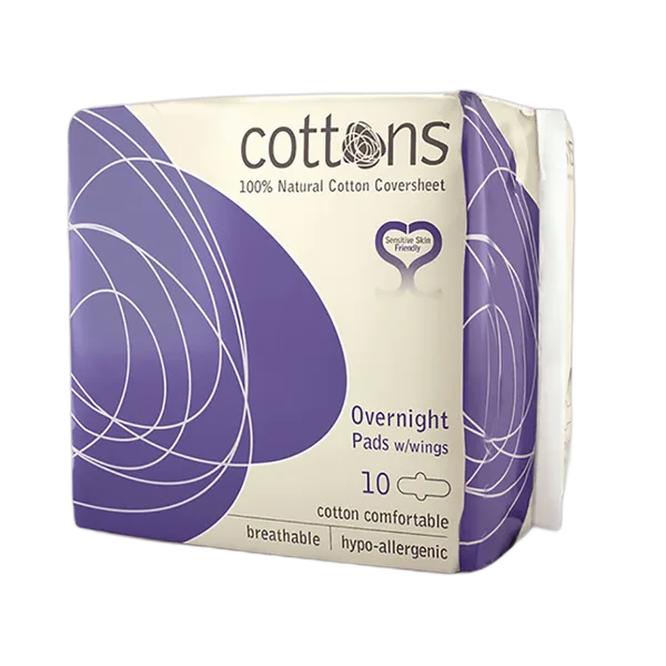 Cottons Org 100% Natural Overnight Pads-Wings 10's #09107