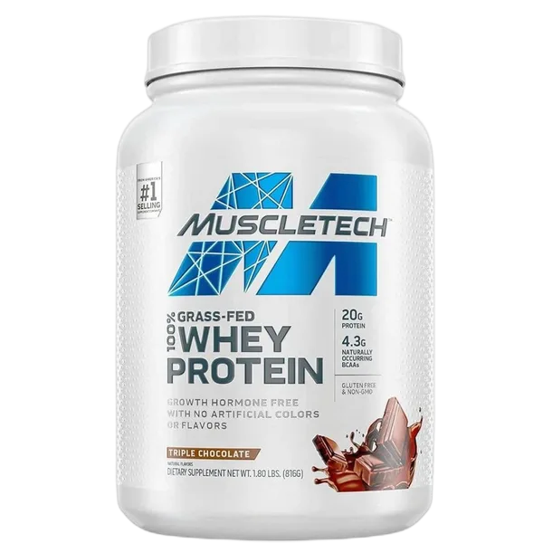 Muscle Tech Grass Fed 100% Whey Prot. Triple Choc 1.80lbs (816g)