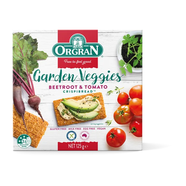 Orgran Gluten-Free Gargen Veggies Beetroot & Tomato Crispibread 125 G