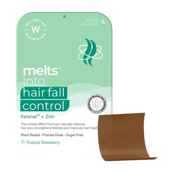 Wellbeing Nutrition Melts Hair Fall Control Tropical Strawberry Strips 30'S