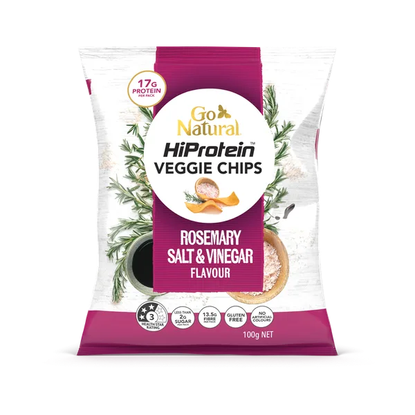 Go Natural Gluten-Free High-Protein Veggie Chips Rosemary Salt & Vinegar 100 G