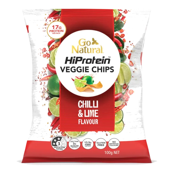 Go Natural Gluten-Free High-Protein Veggie Chips Chilli & Lime 100 G