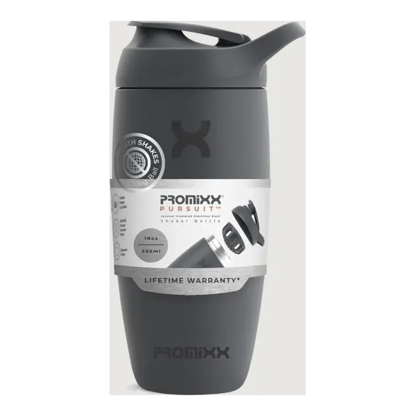 Promixx Stainless Steel Graphite Gray Premium Shaker Bottle 550 Ml