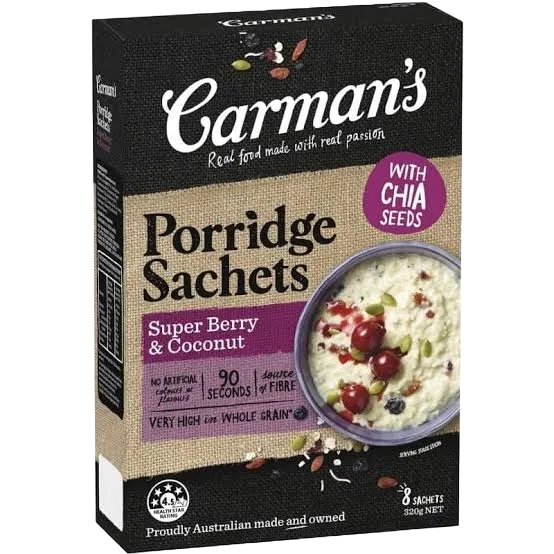 Carman'S Porridge Sachets Super Berry & Coconut 320 G