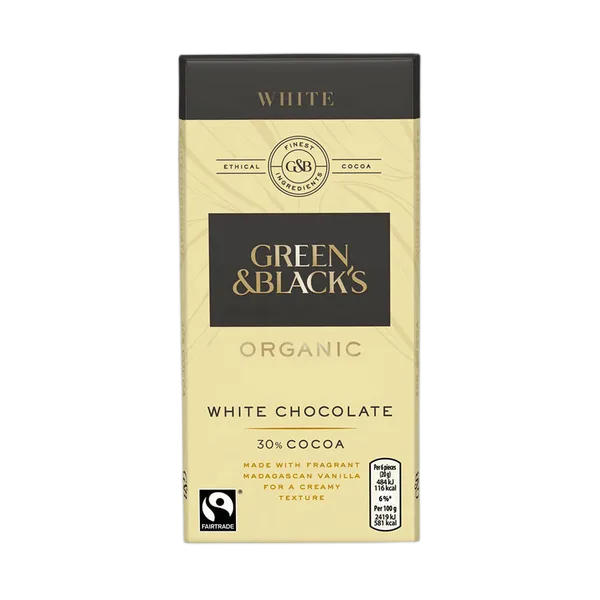 Green & Black'S Org White Chocolate 90gm M118p