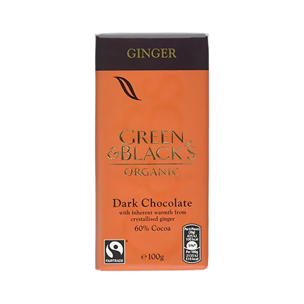 Green & Black'S Org Ginger 60% Dark Choc 90gm M580p