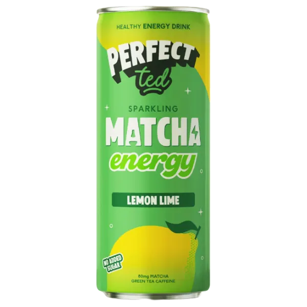 Perfect Ted Sparkling Matcha Lemon Lime Energy Drink Can Nas 250ml #Mel250-12-01
