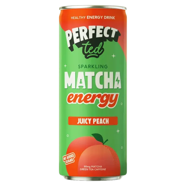 Perfect Ted Sparkling Matcha Juicy Peach Energy Drink Can Nas 250ml #Mep250-12-01