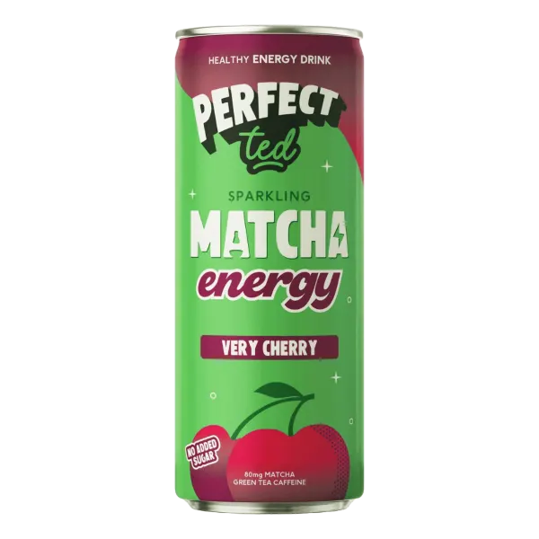 Perfect Ted Sparkling Matcha Cherry Energy Drink Can Nas 250ml #Mec250-12-01