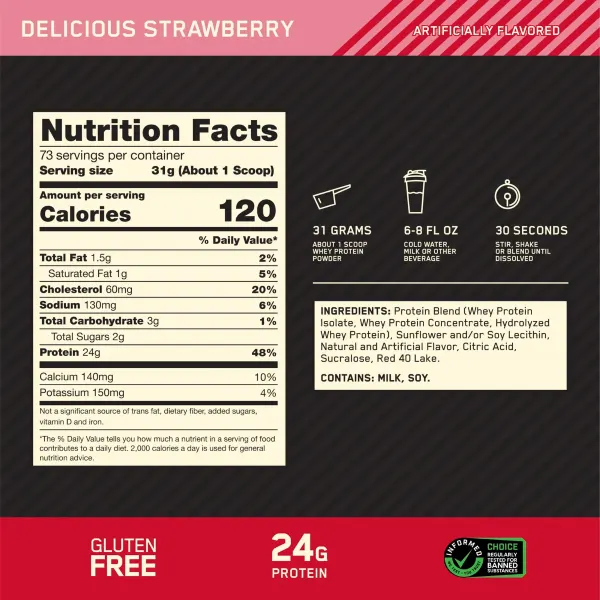 Optimum Nutrition Gold Standard 100% Whey- Delicious Strawberry (5lbs) 2.27kg