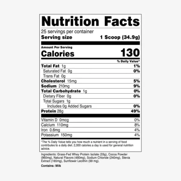 T/Labs 100% Grass-Fed Whey Prot. Isolate Milk Choc Pwdr 25svs/872.5g #Tlw005601
