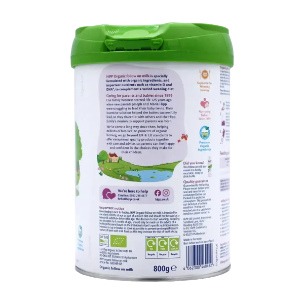Hipp Org Follow On 2 Milk 6mths+ 800g