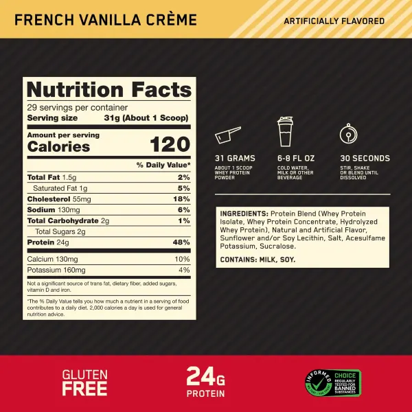 Optimum Nutrition Gold Stnrd 100% Whey- French Vanilla Creme (2lbs) 907g