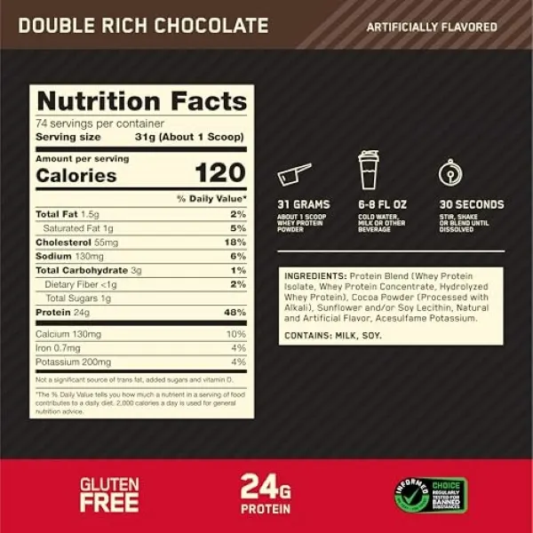 Optimum Nutrition Gold Standard 100% Whey Double Rich Chocolate 5lbs(2.27kg)