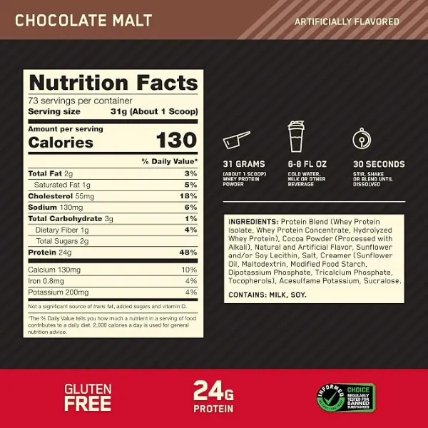 Optimum Nutrition Gold Standard 100% Whey-Chocolate Malt (5lb) 2.27kg