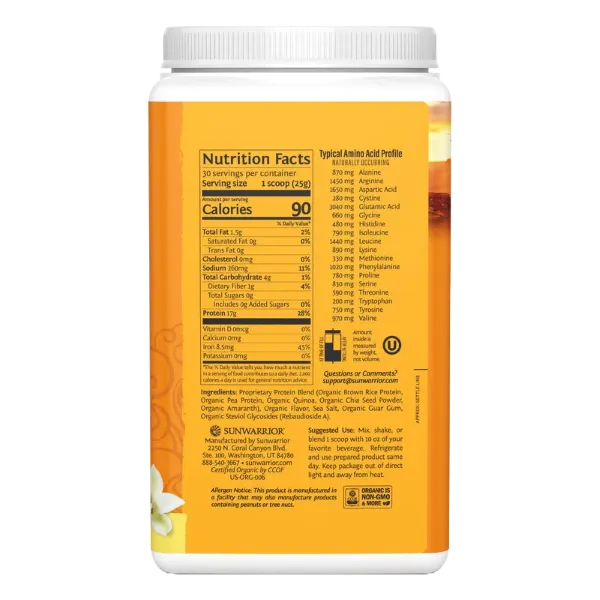 Sunwarrior Classic Plus Organic Vanilla 750g