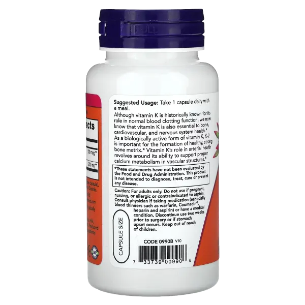 Now Vitamin K-2 100mcg 100vcaps