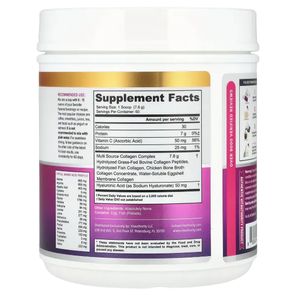 Vitauthority Multi Collagen Protein Peptides Unflavoured 60svs 468g