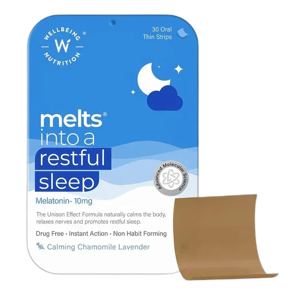 Wellbeing Nutrition Melts Restful Sleep Melatonin Chamomile Lav Strips 30s