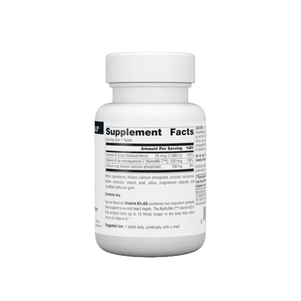 Source Naturals Vitamin K2+D3 120mcg 30t