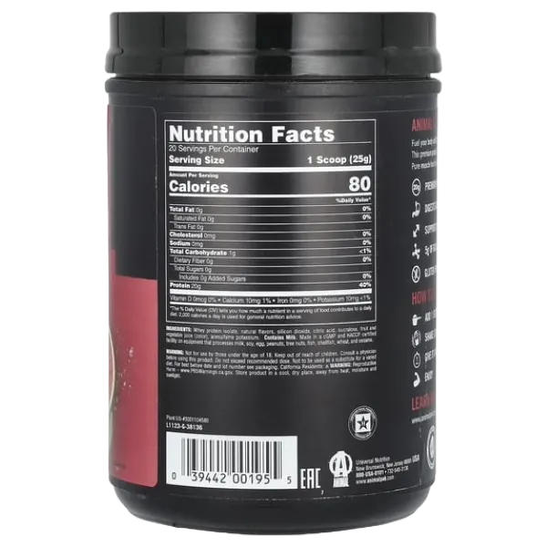 Un Animal Clear Whey Isolate W/Melon Limeade Prot. Pwdr 500g