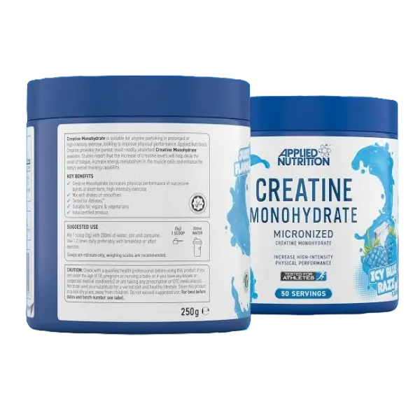 Applied Nutrition Creatine Monohydrate Micronized Icy Blue Razz 50svs 250g #Cre250br