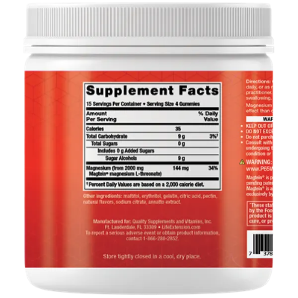 Life Extension Gf Neuro-Mag L-Threonate Orange Flavor Gummies 60s