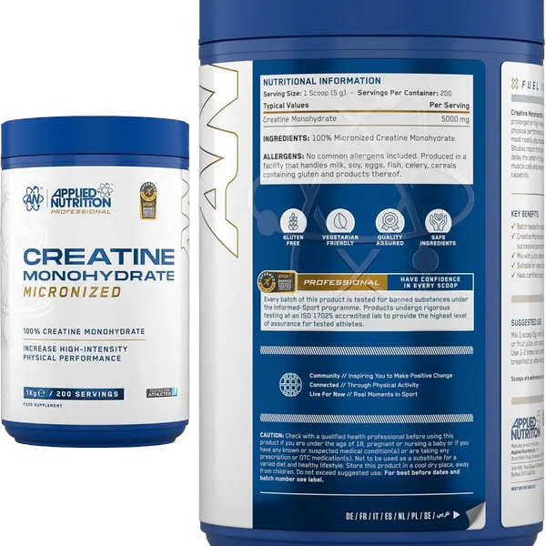 Applied Nutrition Creatine Monohydrate Micronized Pwdr 200svs/1kg #Crea1kg