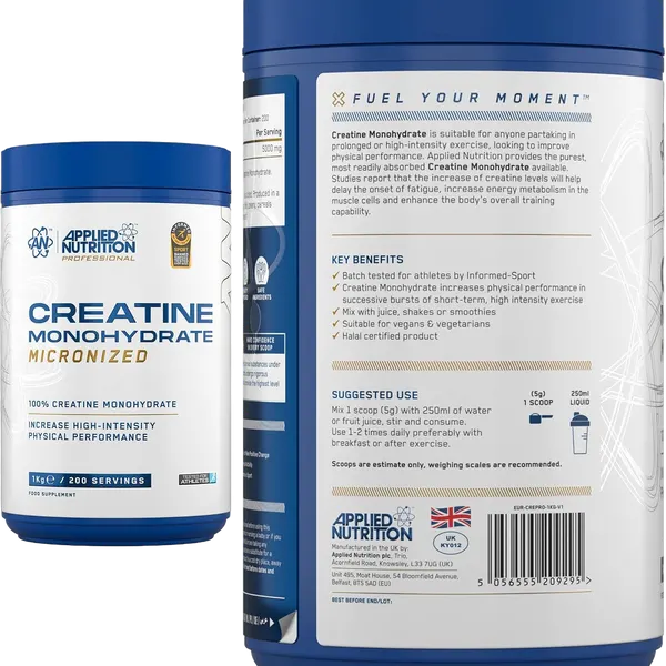 Applied Nutrition Creatine Monohydrate Micronized Pwdr 200svs/1kg #Crea1kg